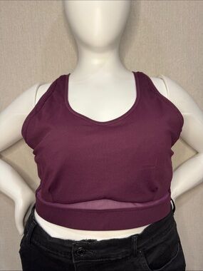 Fabletics Deep Plum Supportive Crop Sports Bra